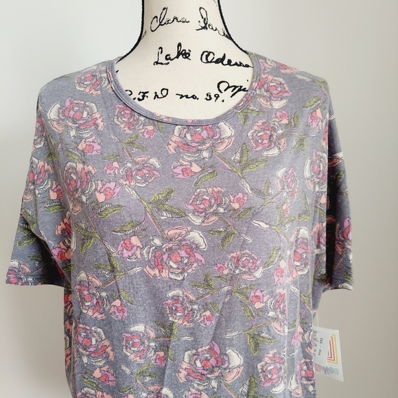 NWT LulaRoe Irma Floral Tunic Top Short Sleeve XXS - Picture 2 of 7